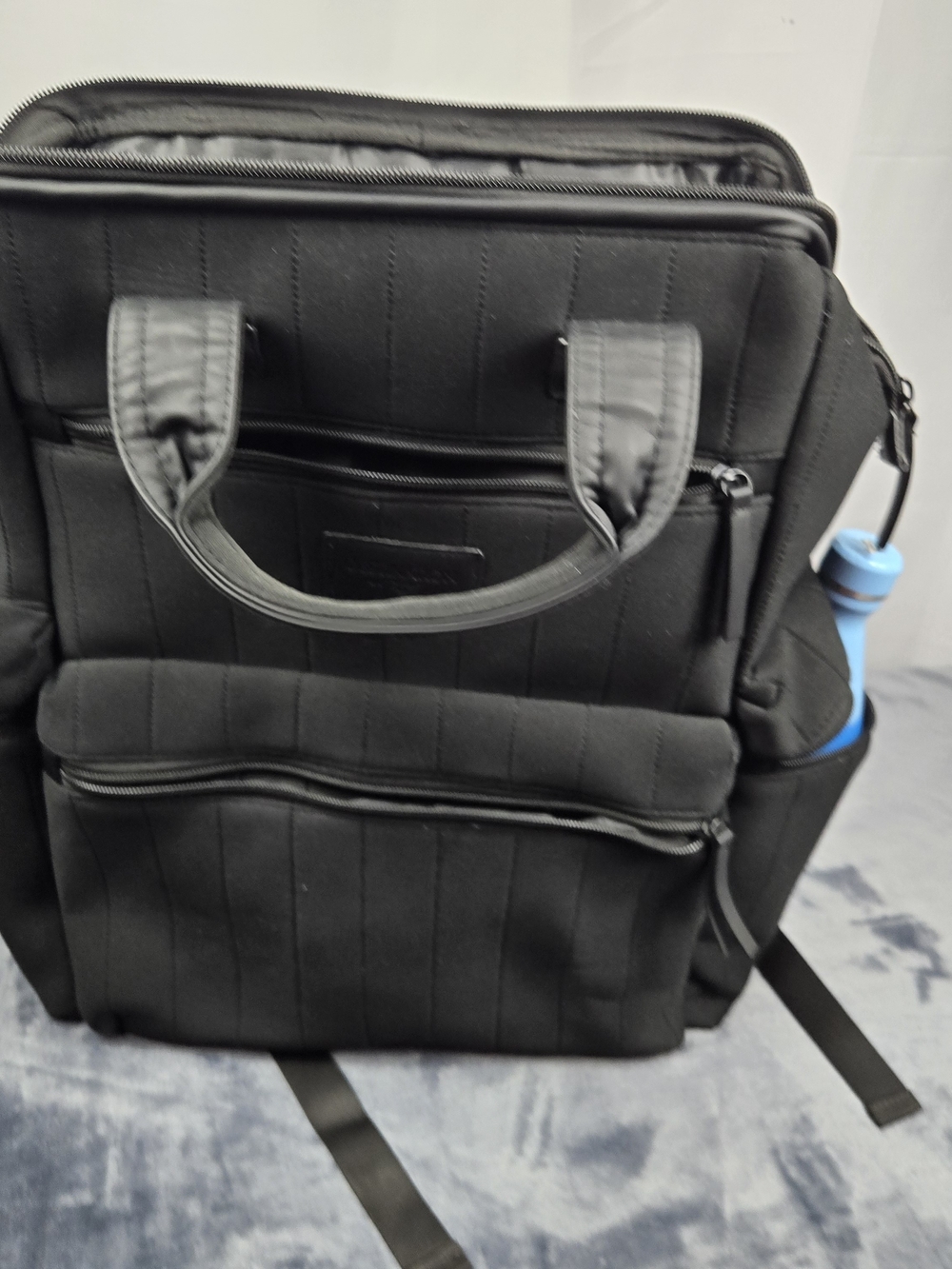 Travel Black Quilted Multi-Compartment Backpack
